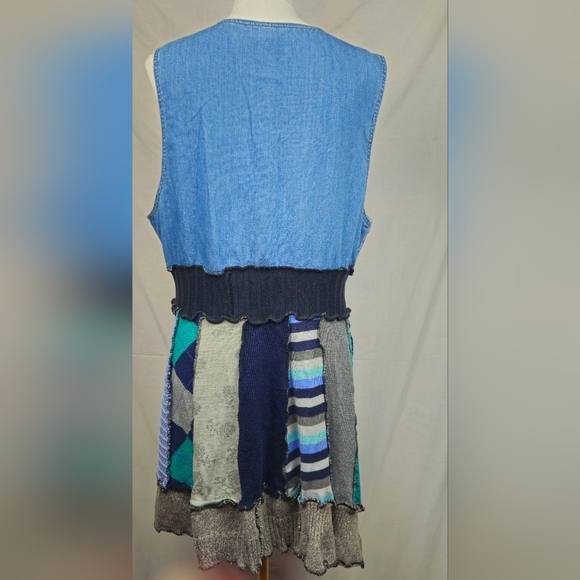 Bucura Jean Patchwork Vest Button Up No Size Western Boho Hippie Cottagecore - Picture 2 of 6